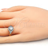 Oro Laminado Multi Stone Ring, Gold Filled Style with White Cubic Zirconia, Polished, Two Tone, 01.346.0007.08 (Size 8)