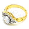 Oro Laminado Multi Stone Ring, Gold Filled Style with White Cubic Zirconia, Polished, Two Tone, 01.346.0007.08 (Size 8)