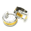 Stainless Steel Huggie Hoop, with White Crystal, Polished, Two Tone, 02.216.0060.15
