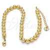 Oro Laminado Fancy Anklet, Gold Filled Style Matte Finish, Golden Finish, 03.93.0010.10 (06 MM Thickness, 10 Inches Length)