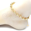 Oro Laminado Fancy Anklet, Gold Filled Style Ball Design, Polished, Golden Finish, 03.93.0011.10 (08 MM Thickness, 10 Inches Length)
