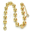 Oro Laminado Fancy Anklet, Gold Filled Style Ball Design, Polished, Golden Finish, 03.93.0011.10 (08 MM Thickness, 10 Inches Length)