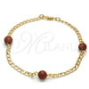 Oro Laminado Fancy Anklet, Gold Filled Style Polished, Golden Finish, 03.63.2067.10 (04 MM Thickness, 10 Inches Length)