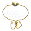 Oro Laminado Adjustable Bolo Bracelet, Gold Filled Style with Multicolor Micro Pave, Polished, Golden Finish, 03.155.0048.11 (01 MM Thickness, 11 Inches Length)