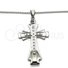 Stainless Steel Pendant Necklace, Cross Design, with White Cubic Zirconia, Polished, Steel Finish, 04.116.0039.30 (03 MM Thickness, 30 Inches Length)