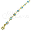 Oro Laminado Fancy Bracelet, Gold Filled Style Evil Eye Design, Acqua Resin Finish, Golden Finish, 5.039.005.06 (07 MM Thickness, 6 Inches Length)