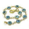 Oro Laminado Fancy Bracelet, Gold Filled Style Evil Eye Design, Acqua Resin Finish, Golden Finish, 5.039.005.06 (07 MM Thickness, 6 Inches Length)