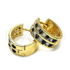 Oro Laminado Huggie Hoop, Gold Filled Style with Black and White Crystal, Polished, Golden Finish, 02.94.0101.2.15