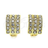 Oro Laminado Huggie Hoop, Gold Filled Style with White Crystal, Polished, Golden Finish, 02.94.0102.12
