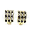 Oro Laminado Huggie Hoop, Gold Filled Style with Black and White Crystal, Polished, Golden Finish, 02.94.0102.2.12