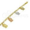 Oro Laminado Charm Bracelet, Gold Filled Style Owl Design, Polished, Tricolor, 03.351.0028.07 (05 MM Thickness, 7 Inches Length)