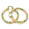 Oro Laminado Medium Hoop, Gold Filled Style Diamond Cutting Finish, Tricolor, 02.170.0125.1.40