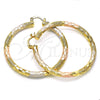 Oro Laminado Large Hoop, Gold Filled Style Diamond Cutting Finish, Tricolor, 02.170.0125.1.50