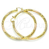 Oro Laminado Extra Large Hoop, Gold Filled Style Diamond Cutting Finish, Tricolor, 02.170.0125.1.70