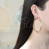 Oro Laminado Extra Large Hoop, Gold Filled Style Matte Finish, Tricolor, 02.170.0232.1.70