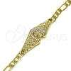 Oro Laminado Fancy Bracelet, Gold Filled Style with White Crystal, Polished, Golden Finish, 03.351.0034.08 (06 MM Thickness, 8 Inches Length)