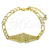 Oro Laminado Fancy Bracelet, Gold Filled Style with White Crystal, Polished, Golden Finish, 03.351.0034.08 (06 MM Thickness, 8 Inches Length)