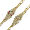 Oro Laminado Fancy Bracelet, Gold Filled Style with White Crystal, Polished, Golden Finish, 03.351.0034.08 (06 MM Thickness, 8 Inches Length)