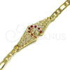Oro Laminado Fancy Bracelet, Gold Filled Style with Garnet Crystal, Polished, Golden Finish, 03.351.0034.1.08 (06 MM Thickness, 8 Inches Length)