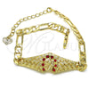 Oro Laminado Fancy Bracelet, Gold Filled Style with Garnet Crystal, Polished, Golden Finish, 03.351.0034.1.08 (06 MM Thickness, 8 Inches Length)