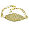 Oro Laminado Fancy Bracelet, Gold Filled Style Guadalupe Design, Polished, Golden Finish, 03.351.0035.07 (05 MM Thickness, 7 Inches Length)