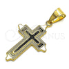 Oro Laminado Religious Pendant, Gold Filled Style Cross Design, Polished, Golden Finish, 05.213.0068
