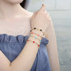 Oro Laminado Fancy Bracelet, Gold Filled Style Flower Design, Red Enamel Finish, Golden Finish, 03.213.0015.6.08 (08 MM Thickness, 8 Inches Length)