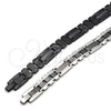 Stainless Steel Solid Bracelet, Greek Key Design, Polished, Black Rhodium Finish, 03.114.0311.1.09 (12 MM Thickness, 9 Inches Length)
