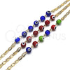 Oro Laminado Fancy Bracelet, Gold Filled Style Evil Eye Design, Blue Polished, Golden Finish, 03.63.2071.2.07 (04 MM Thickness, 7 Inches Length)