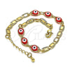 Oro Laminado Fancy Bracelet, Gold Filled Style Evil Eye Design, Red Polished, Golden Finish, 03.63.2072.1.08 (04 MM Thickness, 8 Inches Length)