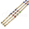Oro Laminado Fancy Bracelet, Gold Filled Style Evil Eye Design, Red Polished, Golden Finish, 03.63.2072.1.08 (04 MM Thickness, 8 Inches Length)