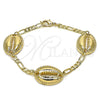 Oro Laminado Fancy Bracelet, Gold Filled Style Shell Design, Polished, Golden Finish, 03.63.2079.08 (04 MM Thickness, 8 Inches Length)