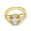 Oro Laminado Multi Stone Ring, Gold Filled Style with White Cubic Zirconia, Polished, Golden Finish, 01.210.0086.1 (One size fits all)