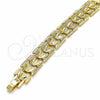 Oro Laminado Solid Bracelet, Gold Filled Style Diamond Cutting Finish, Golden Finish, 03.233.0009.08 (11 MM Thickness, 8 Inches Length)