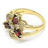 Oro Laminado Multi Stone Ring, Gold Filled Style with Garnet and White Cubic Zirconia, Polished, Golden Finish, 01.365.0001.08 (Size 8)
