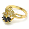 Oro Laminado Multi Stone Ring, Gold Filled Style with Black and White Cubic Zirconia, Polished, Golden Finish, 01.365.0007.07 (Size 7)