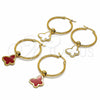 Stainless Steel Medium Hoop, Butterfly Design, Red Enamel Finish, Golden Finish, 02.364.0006.1.30