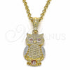 Oro Laminado Fancy Pendant, Gold Filled Style Owl Design, Polished, Tricolor, 05.351.0037