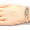 Oro Laminado Fancy Bracelet, Gold Filled Style Elephant and Owl Design, Polished, Tricolor, 03.351.0049.07 (05 MM Thickness, 7 Inches Length)