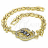 Oro Laminado Fancy Bracelet, Gold Filled Style Flower Design, with Black and White Cubic Zirconia, Polished, Golden Finish, 03.357.0008.3.07 (7 Inches Length)