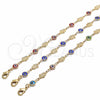 Oro Laminado Fancy Bracelet, Gold Filled Style Judaica and Evil Eye Design, Blue Resin Finish, Golden Finish, 03.326.0007.1.06 (07 MM Thickness, 6 Inches Length)