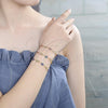 Oro Laminado Fancy Bracelet, Gold Filled Style Evil Eye and Hand of God Design, Blue Resin Finish, Golden Finish, 03.326.0007.1.08 (07 MM Thickness, 8 Inches Length)