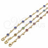 Oro Laminado Fancy Bracelet, Gold Filled Style Evil Eye and Heart Design, Blue Resin Finish, Golden Finish, 03.326.0008.2.08 (07 MM Thickness, 8 Inches Length)
