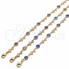 Oro Laminado Fancy Bracelet, Gold Filled Style Evil Eye and Dolphin Design, Blue Resin Finish, Golden Finish, 03.326.0009.2.08 (07 MM Thickness, 8 Inches Length)