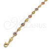 Oro Laminado Fancy Anklet, Gold Filled Style Evil Eye Design, Red Resin Finish, Golden Finish, 03.326.0012.1.10 (07 MM Thickness, 10 Inches Length)