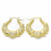 Oro Laminado Small Hoop, Gold Filled Style Hollow and Bamboo Design, Polished, Golden Finish, 02.09.0178.25