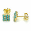 Oro Laminado Stud Earring, Gold Filled Style with Aquamarine Opal, Blue Polished, Golden Finish, 02.09.0183