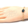 Oro Laminado Fancy Bracelet, Gold Filled Style Rolo Design, with Black Opal, Black Polished, Golden Finish, 03.09.0070.07 (7 Inches Length)