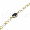 Oro Laminado Fancy Bracelet, Gold Filled Style Rolo Design, with Black Opal, Black Polished, Golden Finish, 03.09.0070.07 (7 Inches Length)