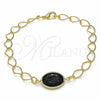Oro Laminado Fancy Bracelet, Gold Filled Style Rolo Design, with Black Opal, Black Polished, Golden Finish, 03.09.0070.07 (7 Inches Length)